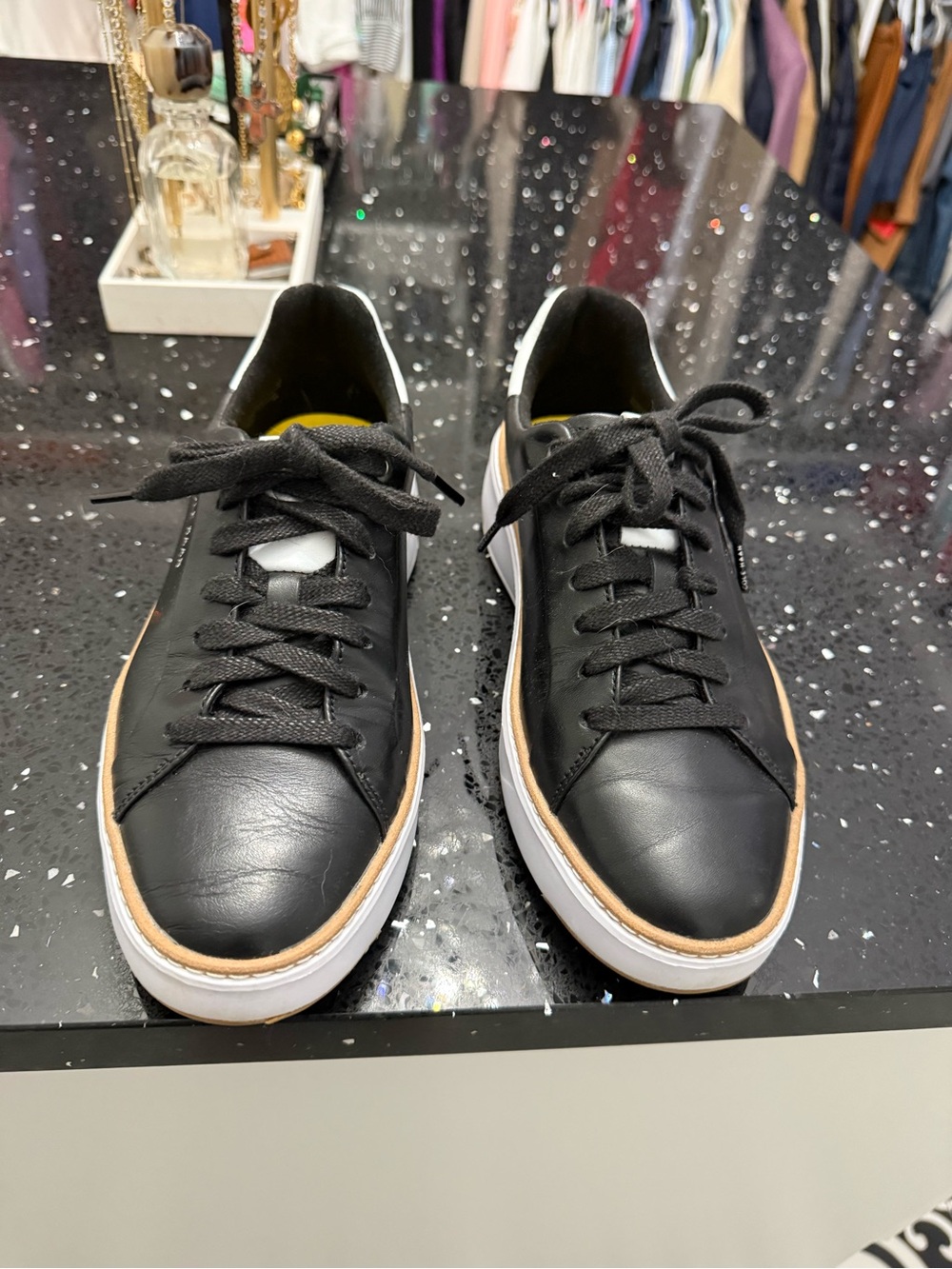 Cole Haan Black Leather Sneakers with White Heel and White Sole - Picture 2 of 6